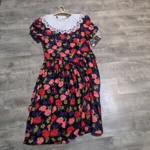 Vtg Sweet Miranda Dress 12 P Floral Purple Pink Collar Cottage Core Vtg Women's